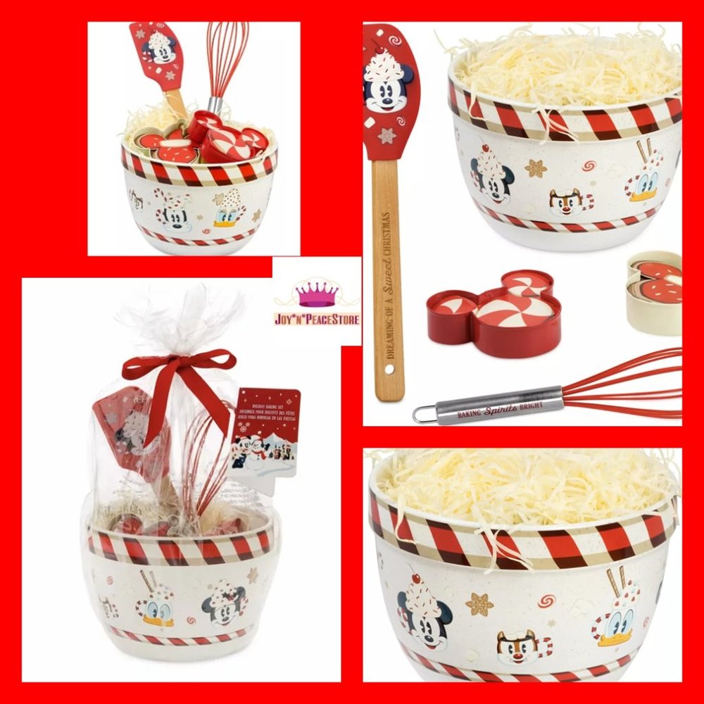 Disney Mickey Mouse & Friends Holiday 6pcs Baking Set Mixing Bowl Spatula